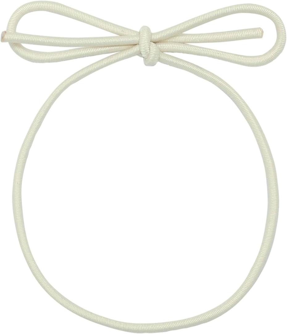 Pre-Tied Stretch Loops with Bows from Elastic Ribbon - 120pcs Metallic Elastic Cord for Boxes Bows Tags Gift Elastic Wrapping Crafts Cord String (Cream, 10inch)