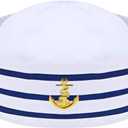 Syhood Sailor Hat White Sailor Captain Cap for Men Women Kids Adult Halloween Cosplay Costume Accessories