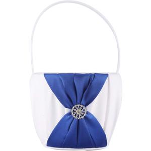 Satin and artificial crystal jewelry to decorate the wedding flower girl basket (Blue)