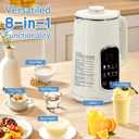 40oz Nut Milk Maker Machine, 8-in-1 LED Panel Touch Screen Soy Milk Maker for Homemade Almond, Soy & Oat, Plant-Based and Dairy Free Beverages with 12H Delay Start & Self-Cleaning (White)