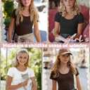 3 Pack Girls Shirts Scoop Neck Ribbed T Shirts Teens Short Sleeve Slim Fit Summer Tees for Kids Age 5-14