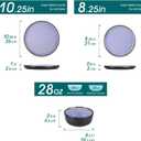 vancasso Plates and Bowls Sets, 18 Pieces Stoneware Dinnerware Sets for 6, Kitchen Dish Set Mircowave and Dishwasher Safe Dinner Set Ceramic Dishware, Light Purple, Series AMBER