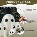 deFouliao Halloween Shower Curtain Flower with Ghost Family Cute Funny Bathroom Curtain Sets for Halloween Themed Bath Home Decor, Waterproof Fabric Decoration with Hooks 72x72 Inch (Green)