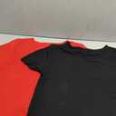 OQQ Women Short Sleeve 2 Piece T-Shirts Crew Neck Fitted Basic Tee 2025 Summer Crop Top Black Red, Large
