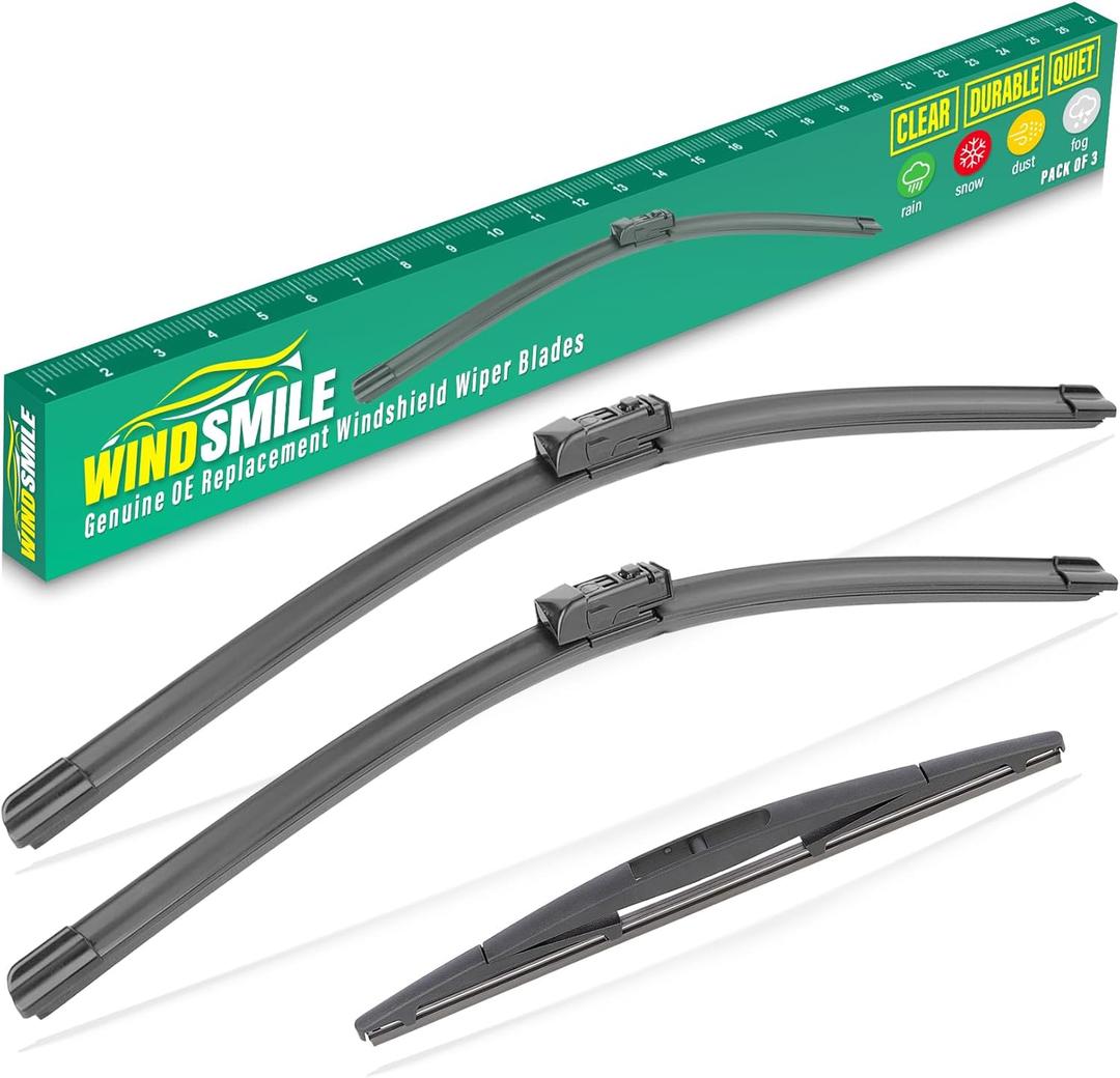 26" 16" 12" Windshield Wiper Blades Replacement for Subaru Crosstrek 2018-2023 / Impreza 2017-2024 Premium All Weather Front Rear Wipers Set - OEM Quality (Pack of 3)
