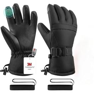Pnosnesy Ski Gloves,Snow Gloves,Waterproof Cold Weather Winter Gloves for Parent Boys Girls- Cycling, Driving, Running XS