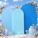 Gradient Blue Arch Cover 3 Set - 6+6.6+7.2ft - Wrinkle Free Spandex Wedding Arch Stand Covers for Birthday Party, Baby Shower, or Banquet Decoration Round Top Chiara Arch Cover