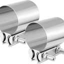 GaRhomxy 3 "Exhaust Clamp 304 Stainless Steel Heavy-Duty Lap Joint Band Clamp, Used for Mufflers, Catalytic Converters, Exhaust Pipes (2 Pack)