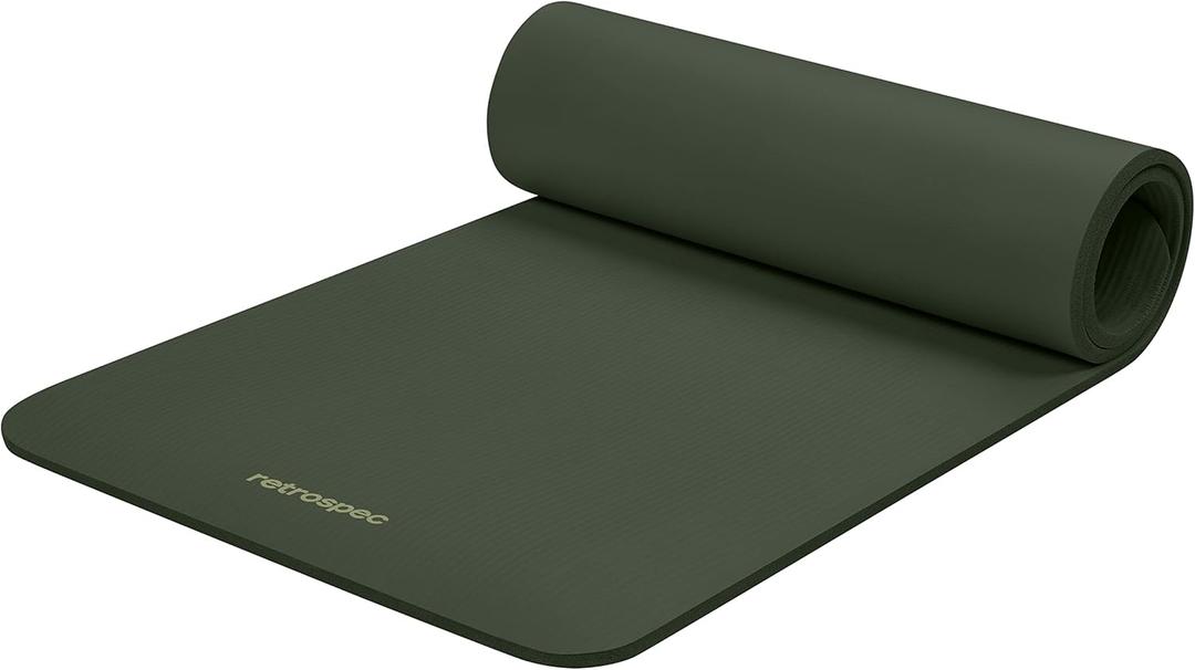 Retrospec Solana Yoga Mat Thick 1/2in Non-Slip Workout Mat with Nylon Strap - 72x24in Exercise Mat for Pilates, Stretching & Fitness - BPA Free, Easy Clean (Wild Spruce)