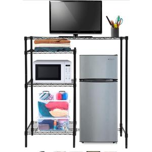 GlossyEnd Adjustable Dorm Wire Shelf, Dorm Organizing Wire Shelves, Dorm TV Wire Shelf, Metal Wire Shelf Versatile Storage and Organization Solution, Black