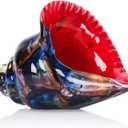 XMGZQ Hand Blown Glass Conch Figurines Ornament,Sea Animal Ornament for Home Decor,Sea Animals Collection for Birthday Gift,Red Glass Seashell (Db)