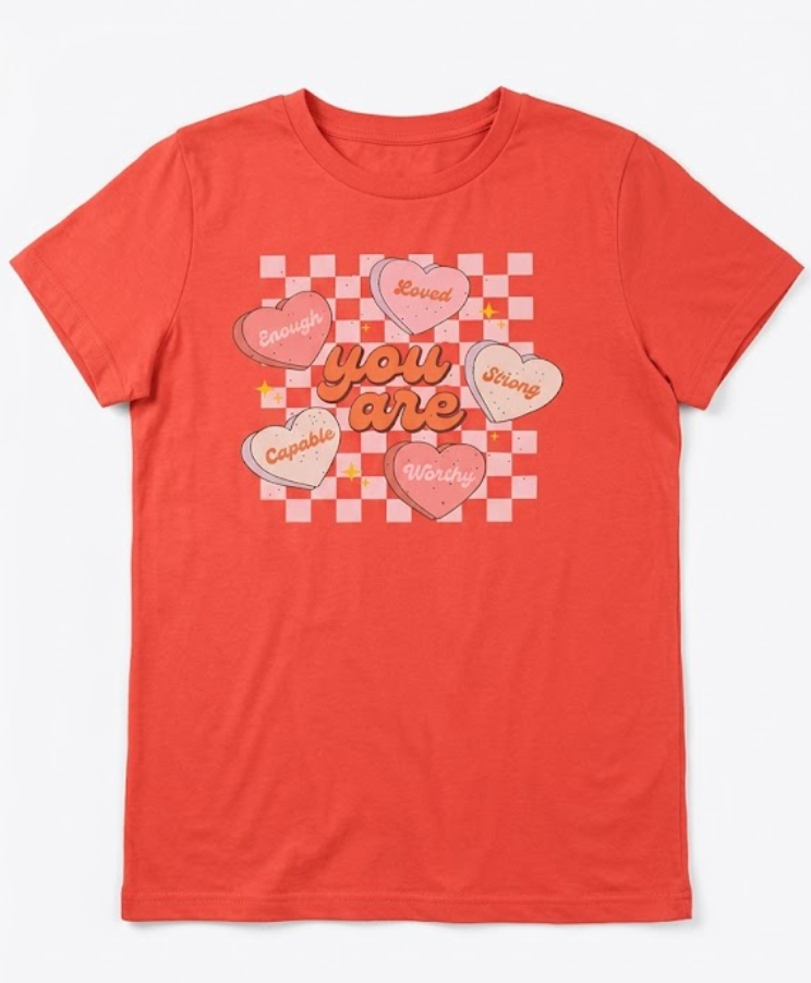 Womens Valentines T-Shirt Cute Love Heart Shirts Casual Short Sleeve Tees Red, S