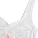 WDIRARA Women's Plus Size Lace Trim Ruched Underwire Lingerie Set Bralette and Panty Set (White, L)