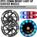 2Pcs 120mm Light Up Scooter Wheels - 2pcs Rear 80mm Light-Up Flashing 3-Wheeled kid Scooter Replacement Wheels with ABEC-9 Bearing for Kick Scooter (Black/120MM)