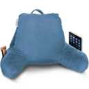 Nestl Reading Pillow with Shredded Memory Foam Includes 2 Neck and Lumber Support Pillows, Designed for Sitting Up in Bed and Couch, Back and Arms Adjustable Support for Adult & Teens, Blue Heaven