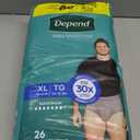 Depend Fresh Protection Adult Diapers, Incontinence Underwear for Men, Disposable, Maximum, Extra-Large, Grey, 26 Count, Packaging May Vary