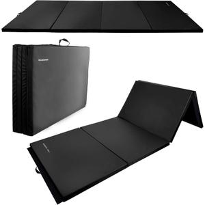 Fitvids Folding Exercise Gymnastics Mat 4'x8'x2" Gym Workout Mat with Carrying Handles High-Density Portable Fitness Aerobics Mats for Home Gym Yoga Pilates Tumbling MMA Core Training, Multiple Colors (Graphite)