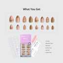 BTArtbox Press On Nails Short - 3D Gold Sculpting Almond Press On Nails with Glue for Women, Opaque Soft Gel Glue On Nails in 16 Sizes - 32 Stick On Nails Kit, Metalhead