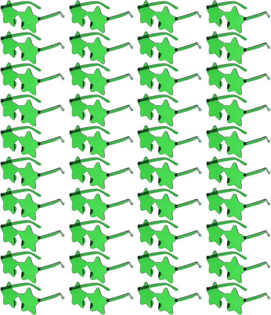 40 Pairs Rimless Star Sunglasses Bulk Wholesale Transparent Candy Color Star Glasses for Women Men Party Favors (Green)