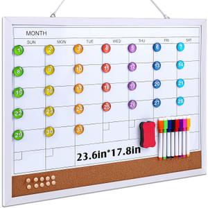 Lincia 41 Pcs Dry Erase Calendar Whiteboard for Wall, 23.6" X17.8"