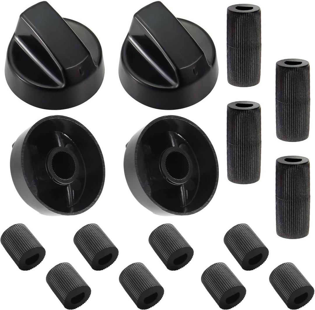 Seentech 4- Pack Control Knobs Replacement with 12 Adapters for Oven, Stove, and Range - Versatile and Wide Application for Various Models (Black)