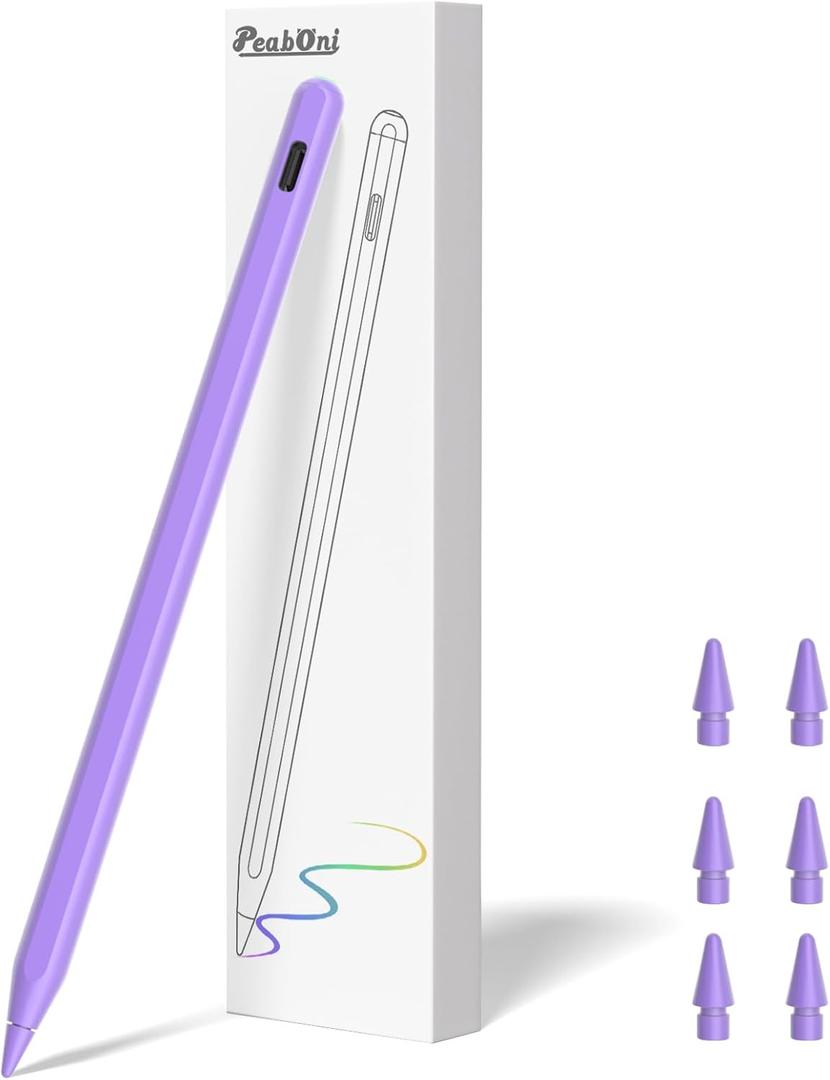 Pencil 2nd Generation for iPad 2018-2024 with Magnetic Wireless Charging Compatible with Apple iPad Pro 13(M4)/12.9/11,iPad Air 6(M2)/5/4/3,iPad mini 7(A17 Pro)/6/5,iPad10/9/8/7/6 Purple