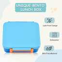 Bento Lunch Box for Kids with 8oz Soup Thermo Leak-Proof Lunch Food Containers with Snack Sauce Container for Kid Girls Boys to School, Blue