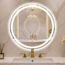 Round LED Bathroom Mirror with Lights, 30 Inch Circle Lighted Vanity Mirror