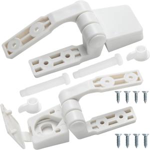 White Plastic Toilet Seat Hinge Replacement Fits Most plastic toilet seat covers with Bolts Screw and Nuts-1 pair