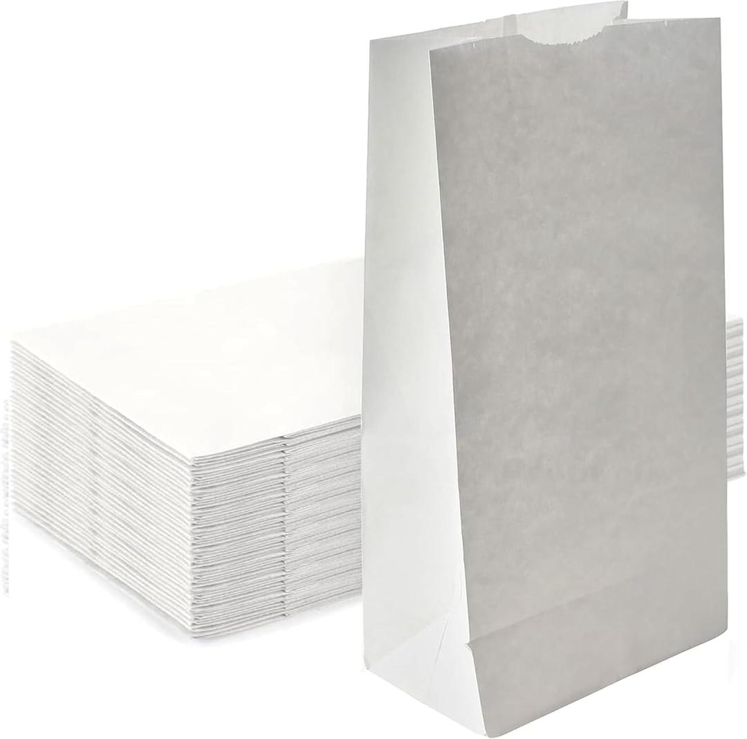 Concession Essentials 4lb White Paper Bags - Pack of 150ct. White Paper Lunch Bags. Great for Holiday Cookie Bags and Arts and Crafts., (CEwhite4lbPaperBag-150CT)
