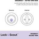 Deadbolt with Round Trim, Keyed 1 Side, Matte Black Finish