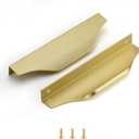 Edge Finger Tab Pulls for Cabinets Invisible Kitchen Concealed Aluminum Flat Hidden Drawer Pull Easy to Install Pack of 6 Brushed Brass 6 inch 150mm Overall Length Easy Installation