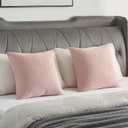 FUTEI Pack of 2 Solid Chenille Throw Pillow Covers 18x18 Inch Soft Farmhouse Decorative Accent Cushion Cases Modern Home Decor for Couch Living Room, Pink