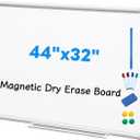 DEVELOP Magnetic White Board Dry Erase, 32 x 44 Inch, Dry Erase Board Aluminum Frame for Wall, Hanging Whiteboard with Detachable Marker Tray for Planning, Kitchen, Memo, School, Home, Office