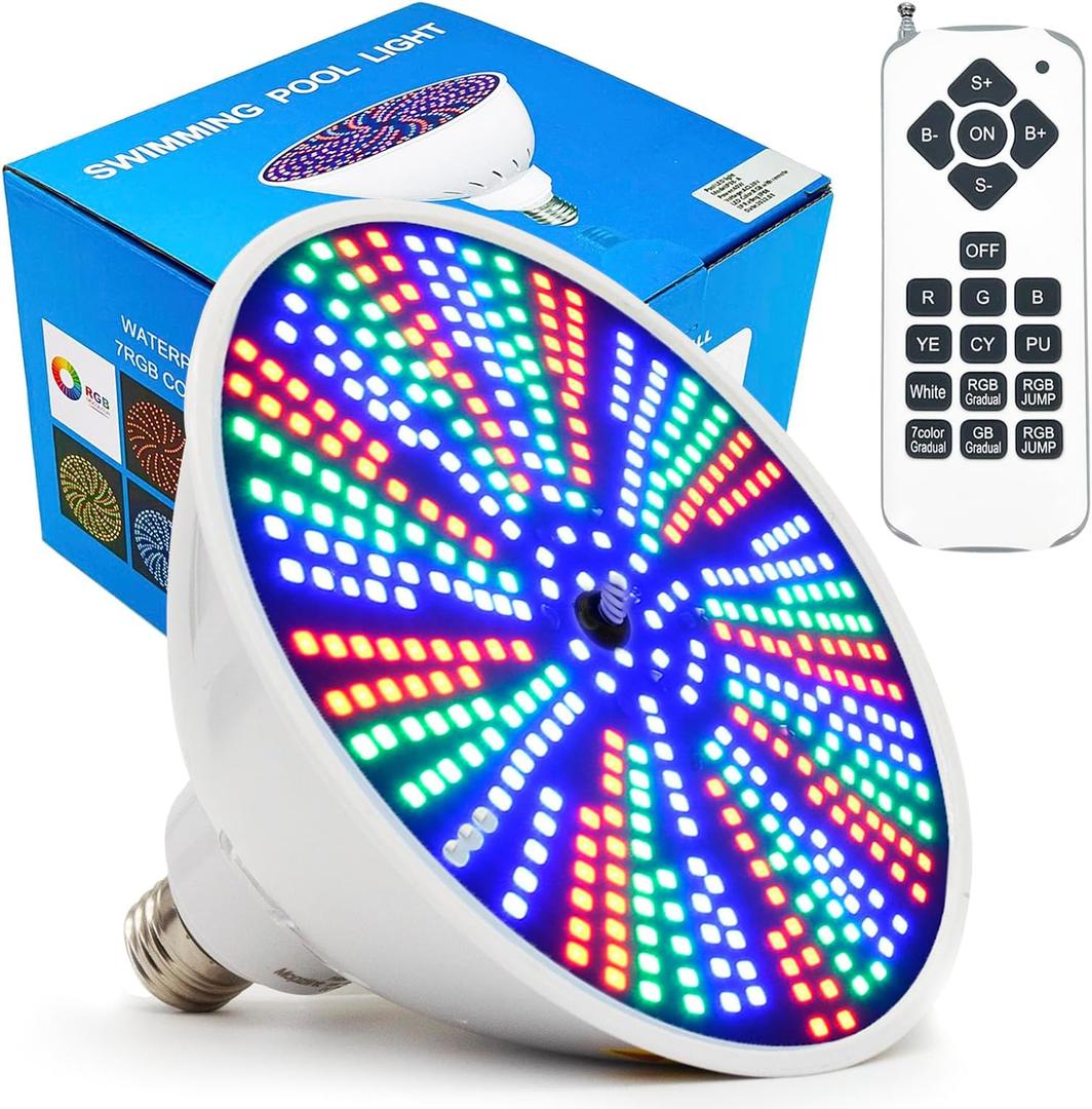 2025 Upgraded 50W Color LED Pool Light Bulb, 12V RGB Color Changing Pool Lights for Inground Swimming Pool, Replacement Bulb for Pentair Hayward Fixtures (12V 50W)