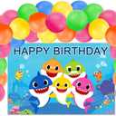 Baby Shark Birthday Decorations, Shark Theme Birthday Decorations Including Backdrop balloon, for 1st 2nd 3rd Party Decorations