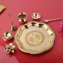 SATVIK 8.5 Inch Brass Puja Thali Set of 7 | Handcrafted Design for Divine Blessings | Ideal Housewarming Return Gift | Perfect for Festivals & Worship | Complete Puja Thali Set