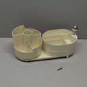 DASITON Makeup Organizer Countertop, 360° Rotating Makeup Brush Holder Organizer, Large Capacity Cosmetic Display Case with Drawers, Makeup Storage Organizer for Vanity, Desktop, Bathroom (Cream 01)