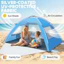 Chihee Beach Tent Camping Sun Shelter for 2-3 Person with UV Protection Silver-Coated Fabric Breathable Mesh Extra Sandbags,Lightweight Easy Setup Portable Beach Shade Canopy Cabana