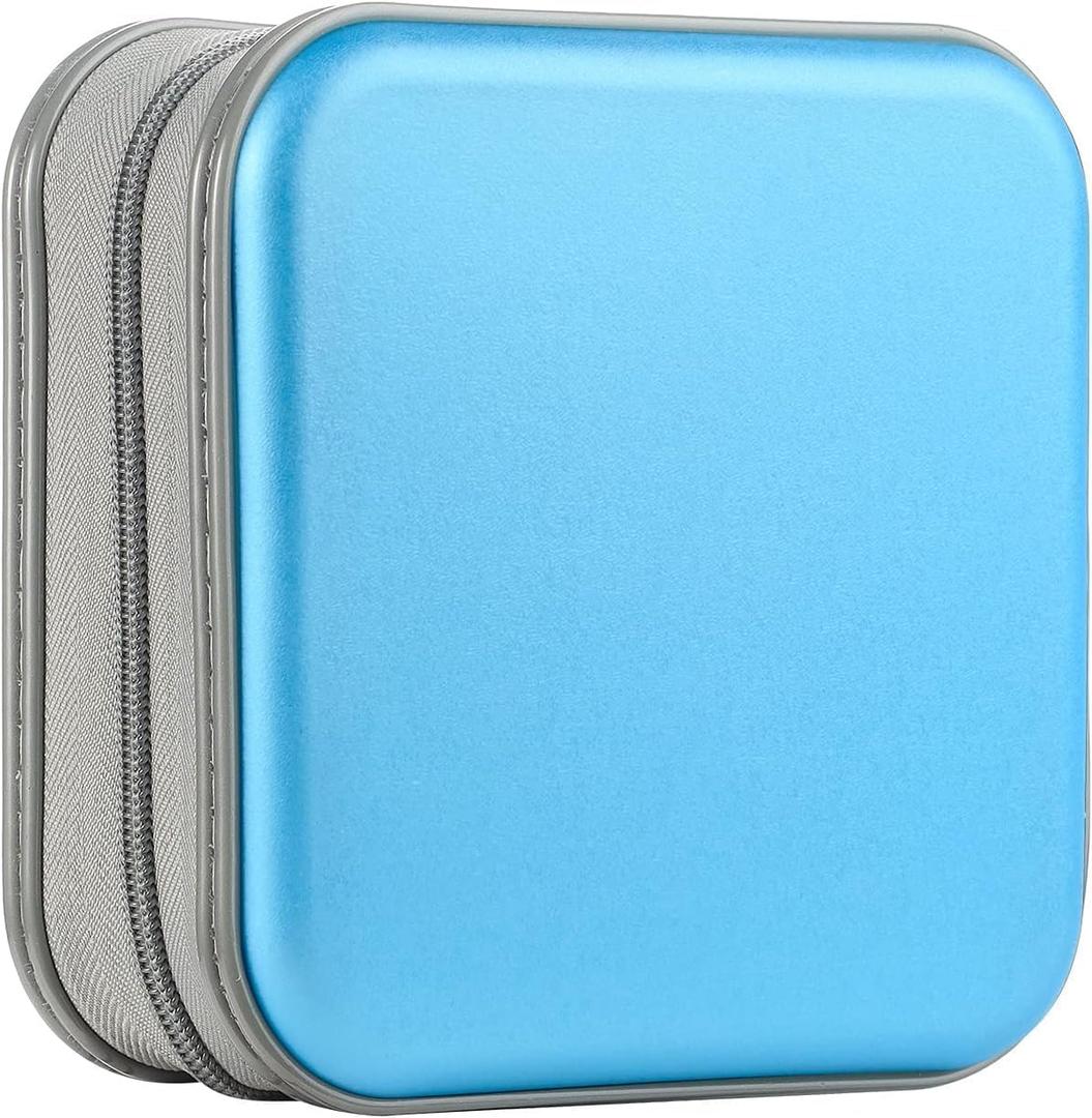 UENTIP DVD Case,48 Capacity CD Case for Car Portable Zipper Holder Large Storage CD Wallet CD Organizer Home Travel (Sky Blue, 48)