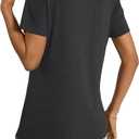 Womens Short Sleeve T Shirts Pleated Dressy Casual Crewneck Loose Fit Tee Trendy Summer Tops Blouses 2025 (Black, M)