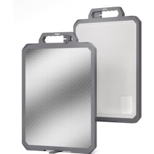 Titanium Cutting Boards for Kitchen, Large Chopping Boards with Handle, Non Slip Metal Cutting Board, Double Sided Pure Titanium and Wheat Straw PP, Dishwasher Safe, 17121