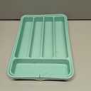 Aujen Silverware Organizer - Expandable Kitchen Drawer Organizer, Adjustable Utensil Organizer, Cutlery Tray for Forks, Knives, Multipurpose Kitchen Organizers and Storage Solution, Green, Medium