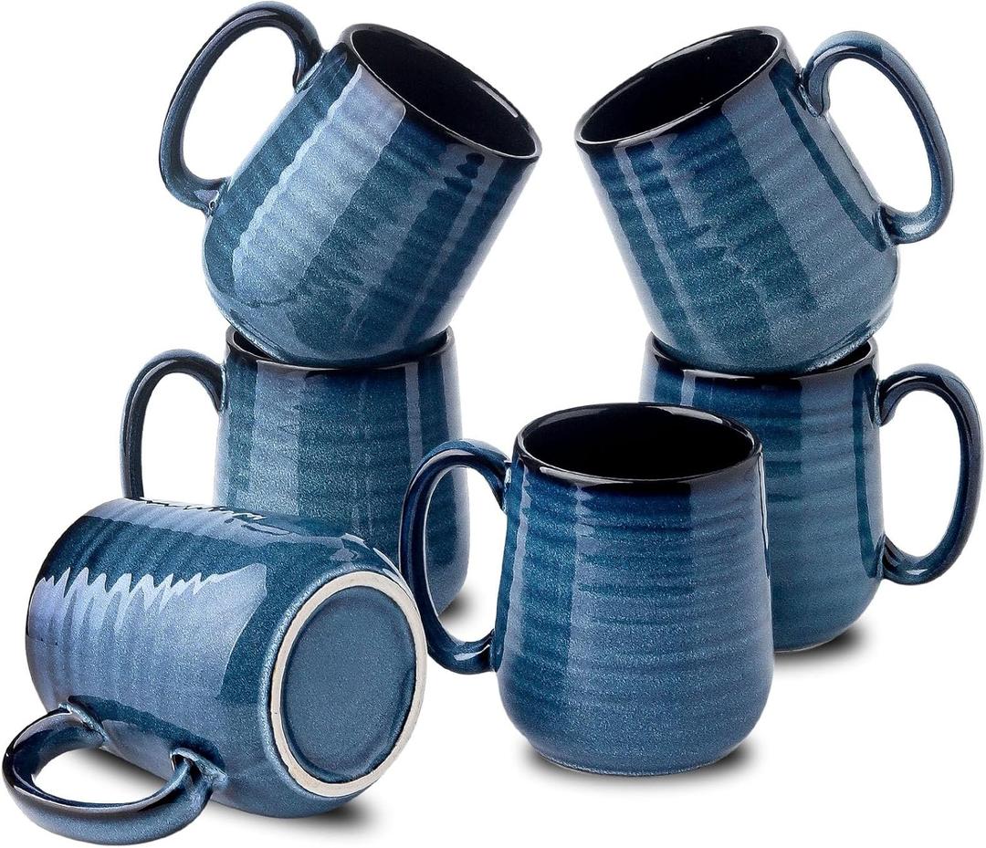Hasense Coffee Mugs Set of 6, 12 Ounce Coffee Cups Set with Handle, Ceramic Tea Mugs for Kitchen, Blue Latte Mugs for Coffee,Cocoa, Tea, Stylish Mug Gift, Dishwasher and Microwave Safe (Navy-12 OZ) Hasense Coffee Mugs Set of 6, 12 Ounce Coffee Cups Set with Handle, Ceramic Tea Mugs for Kitchen, Blue Latte Mugs for Coffee,Cocoa, Tea, Stylish Mug Gift, Dishwasher and Microwave Safe (Navy-12 OZ)