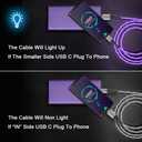 USB C to C 6ft 60W 3A Fast Charging LED Cable for iPhone 15/15 Pro/15 Plus/15 Pro Max/iPad Pro 2022/Air, Samsung S23 (Purple)