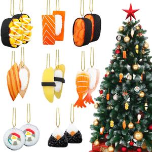 16 Pcs Sushi Ornaments for Christmas Tree Japanese Food Hanging Decorations with Rope Funny Plastic Sushi Ornaments Decor for Christmas Tree Xmas Party Nigiri Warship Roll