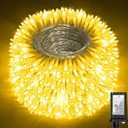 340 LED 90FT Christmas String Lights Outdoor, 12 Pro Modes and Timer Memory & Brightness, Plug in Outdoor Waterproof Clear Wire Twinkle Light for for Xmas Yard Tree Wedding Party Decor (Warm White)