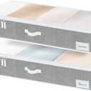 StorageWorks Extra Large Under Bed Storage Containers with Handles and Label Holder, 2 Pack Ultra-thick Fabric Underbed Bins, Closet Organizer for Clothes, Blankets, Sweater