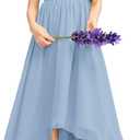 Fancy Girls Dresses Teen Junior Bridesmaid Dress Halter Neck Sleeveless Chest Pleated Backless Crossed Straps Dress, Size: 11-12 Years