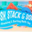 Tub Works Splash, Stack & Sort Shape Sorter & Stacking Toddler Bath Toy | 20 Foam Pieces | Color Sorting & Shape Stacking Kids Bath Toys | Floats & Sticks to Tub Walls | Early Learning Bathtub Toys